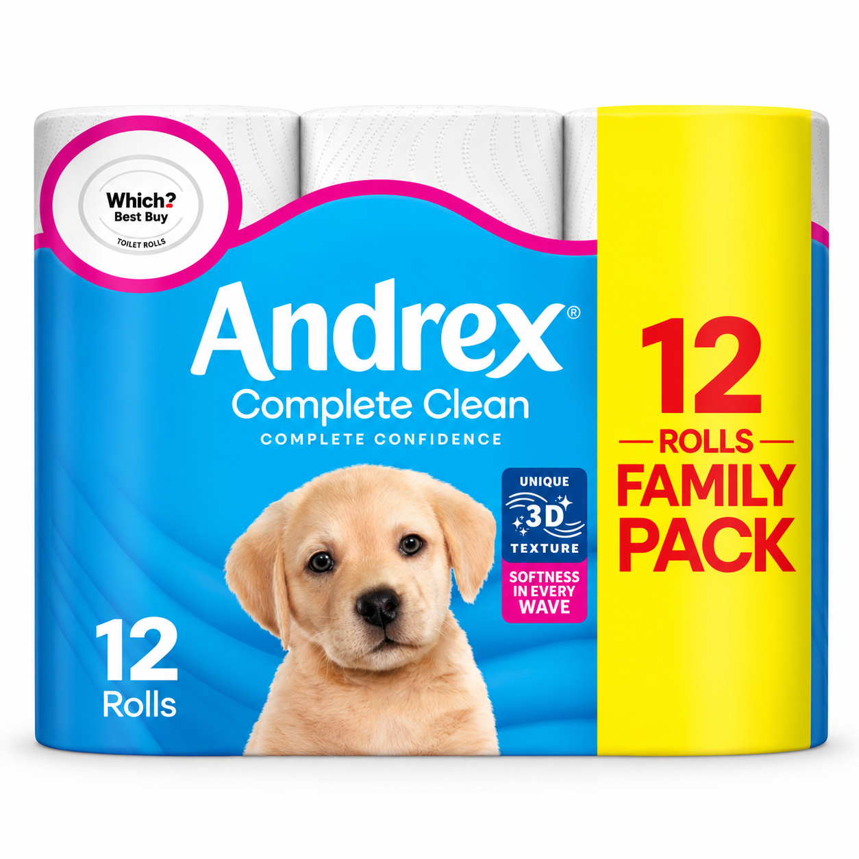 Andrex Complete Clean Toilet Tissue, 12 Rolls